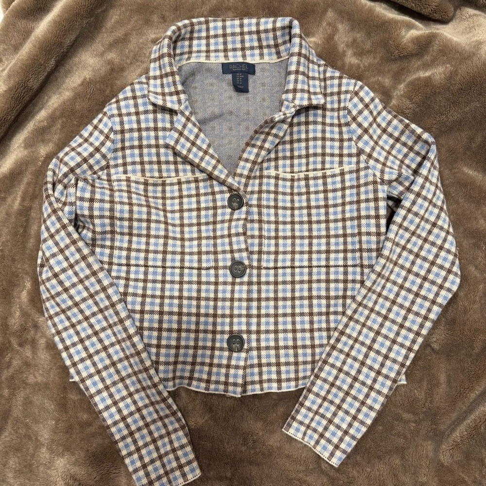 Plaid Button-Up Cropped Jacket top